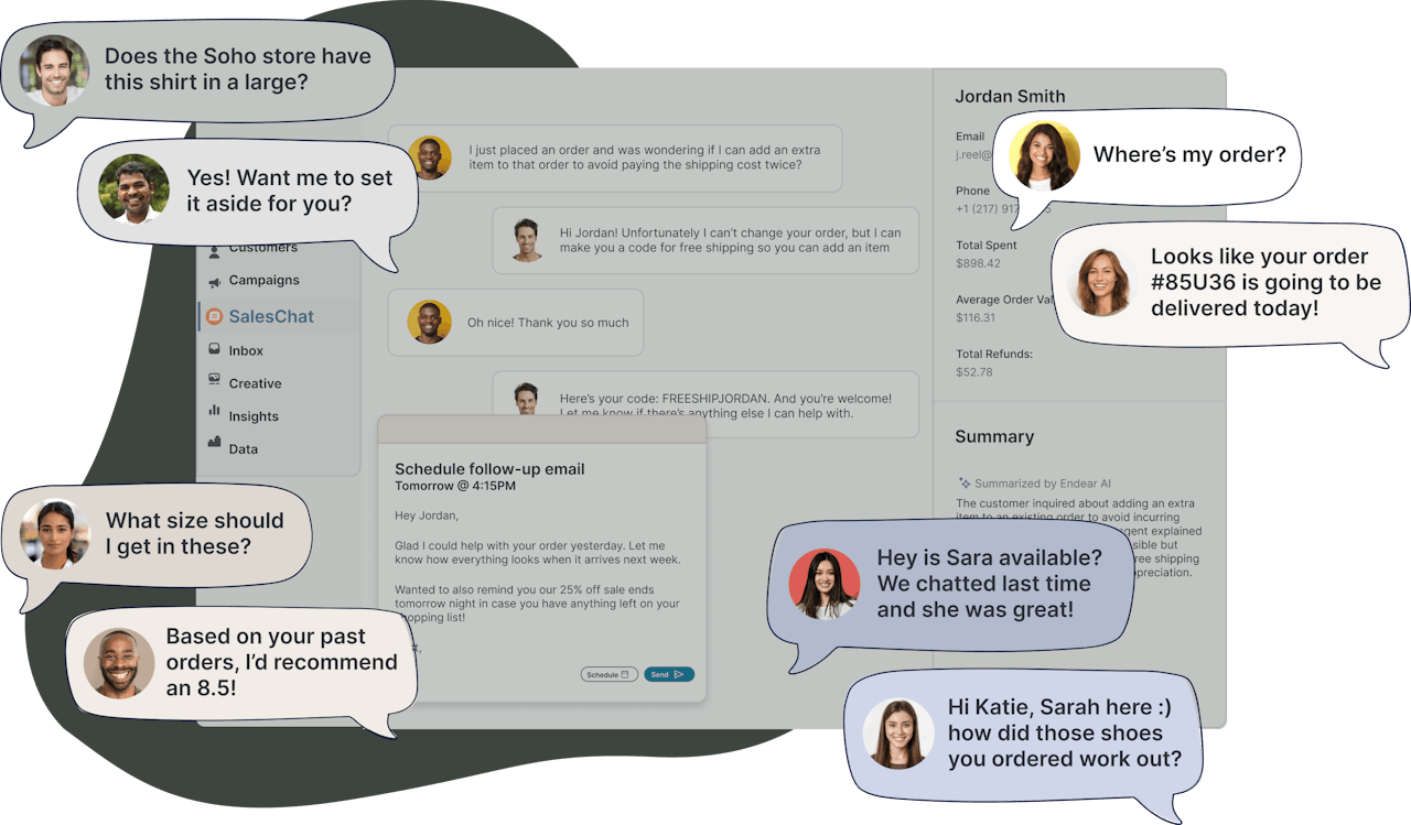 Illustrated graphic of Endear's live chat product, SalesChat